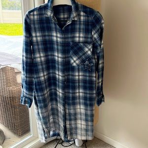 Long flannel plaid shirt, Zara small